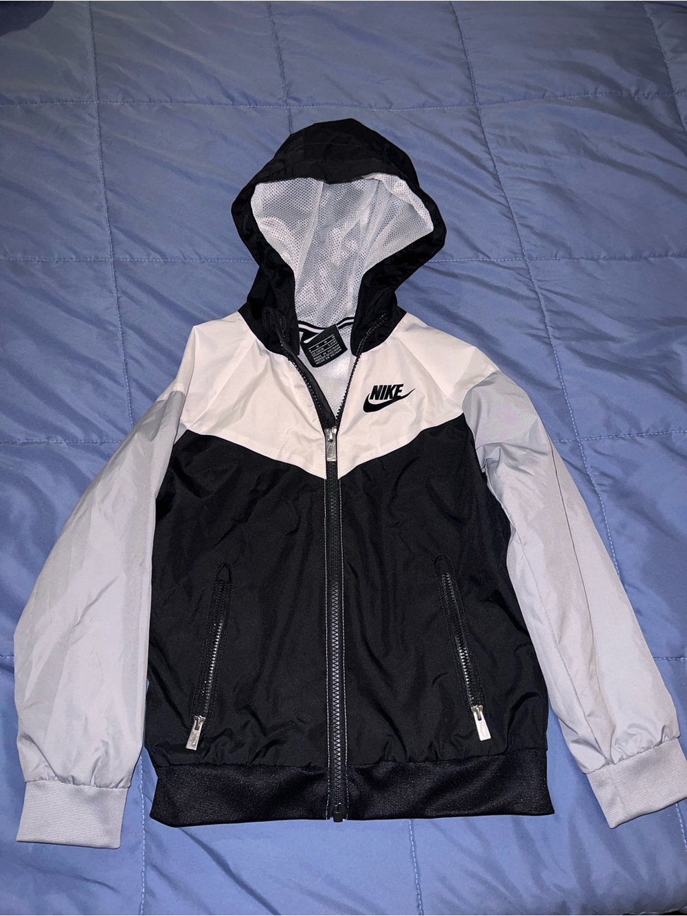 Nike Black & White Kids' Hooded Rain Jacket